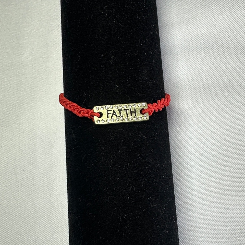 Red Cord Bracelet with Gold Plate